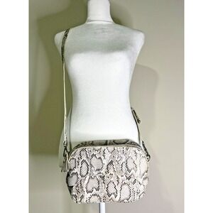 Cross-Body Gray Tan Faux Snakeskin Shoulder Bag Purse